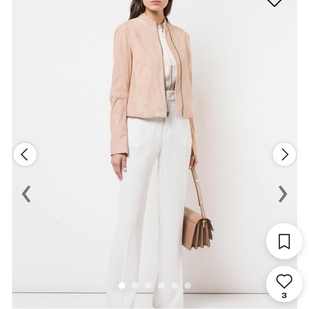 Vince Rose Quartz Suede Moto Jacket size 2 cream neutral